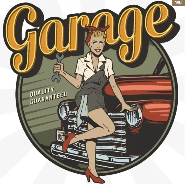 Vintage Garage Girl Sticker